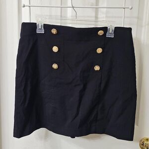 Counterparts Black Sailor Style Mini Skort with Gold Buttons Size Large